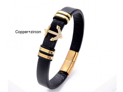 BC Jewelry Wholesale Leather And Stainless Steel Bracelet Long About 210mm NO.#SJ112B007