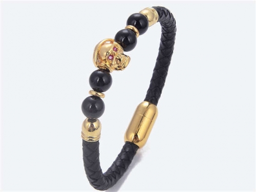 BC Jewelry Wholesale Leather And Stainless Steel Bracelet Long About 210mm NO.#SJ112B509