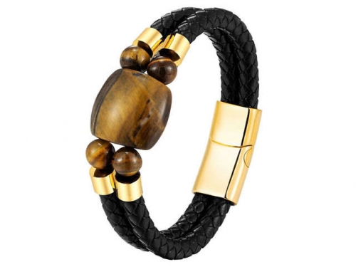 BC Jewelry Wholesale Leather And Stainless Steel Bracelet Long About 210mm NO.#SJ111B391