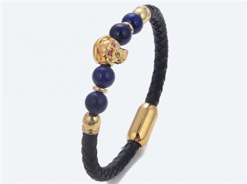 BC Jewelry Wholesale Leather And Stainless Steel Bracelet Long About 210mm NO.#SJ112B506