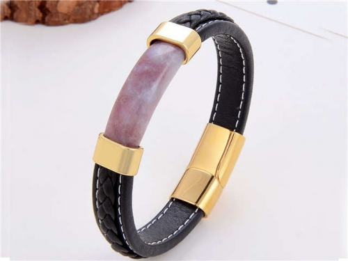 BC Jewelry Wholesale Leather And Stainless Steel Bracelet Long About 210mm NO.#SJ112B812