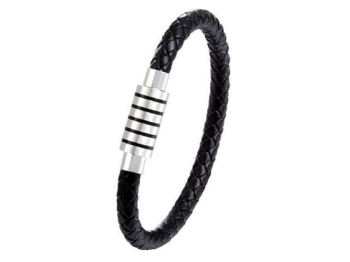 BC Jewelry Wholesale Leather And Stainless Steel Bracelet Long About 210mm NO.#SJ111B238