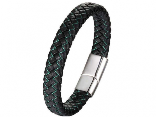 BC Jewelry Wholesale Leather And Stainless Steel Bracelet Long About 210mm NO.#SJ111B191