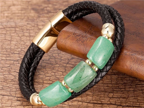 BC Jewelry Wholesale Leather And Stainless Steel Bracelet Long About 210mm NO.#SJ112B058