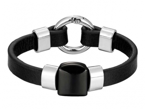 BC Jewelry Wholesale Leather And Stainless Steel Bracelet Long About 210mm NO.#SJ111B346