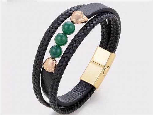 BC Jewelry Wholesale Leather And Stainless Steel Bracelet Long About 210mm NO.#SJ112B398