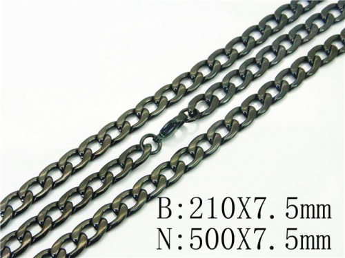 Wholesale Stainless Steel 316L Necklace & Bracelet Set NO.#BC40S0501HKS