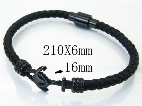 BC Jewelry Wholesale Leather And Stainless Steel Bracelet Jewelry NO.#BC23B0154HLA