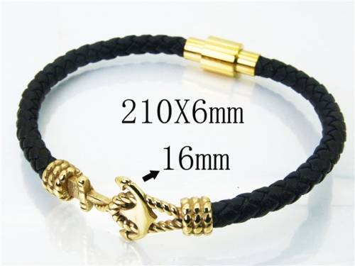 BC Jewelry Wholesale Leather And Stainless Steel Bracelet Jewelry NO.#BC23B0153HLW