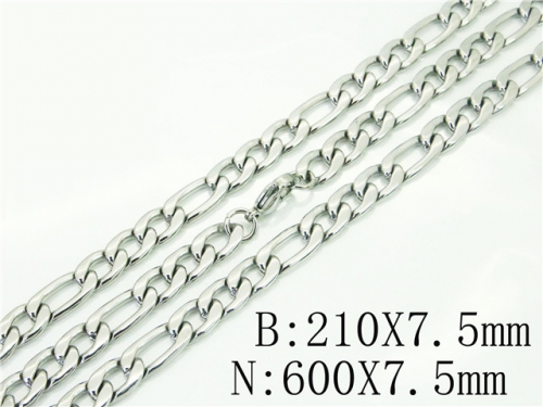 Wholesale Stainless Steel 316L Necklace & Bracelet Set NO.#BC40S0472HHX