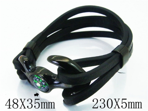 BC Jewelry Wholesale Leather And Stainless Steel Bracelet Jewelry NO.#BC23B0205HOS