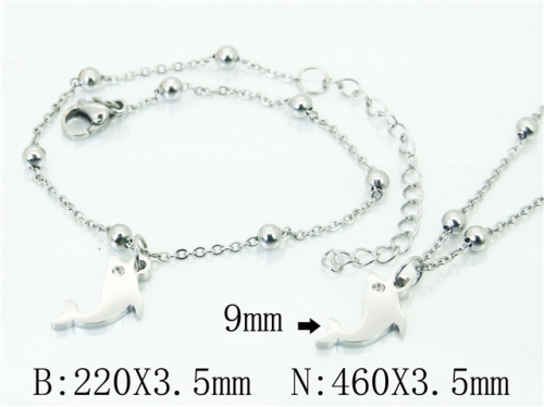 Wholesale Stainless Steel 316L Necklace & Bracelet Set NO.#BC91S1245HQQ