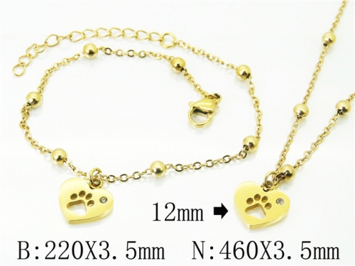 Wholesale Stainless Steel 316L Necklace & Bracelet Set NO.#BC91S1201HIQ