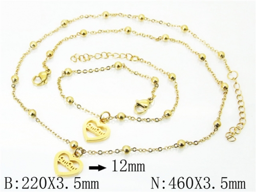 Wholesale Stainless Steel 316L Necklace & Bracelet Set NO.#BC91S1200HIW