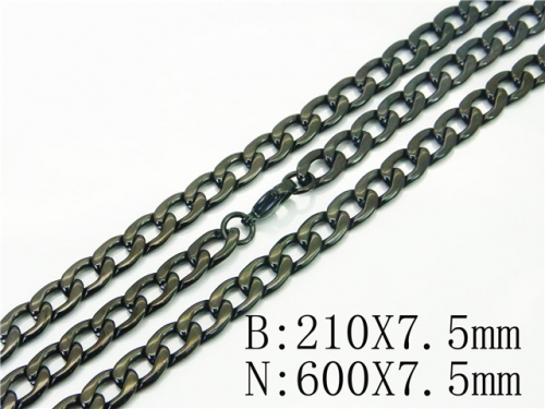 Wholesale Stainless Steel 316L Necklace & Bracelet Set NO.#BC40S0502HLW
