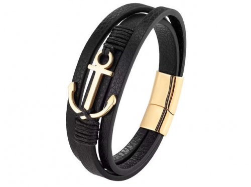 BC Jewelry Wholesale Leather Bracelet Stainless Steel Bracelet Jewelry NO.#SJ122B284