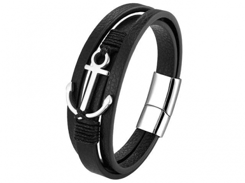 BC Jewelry Wholesale Leather Bracelet Stainless Steel Bracelet Jewelry NO.#SJ122B283
