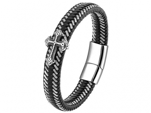 BC Jewelry Wholesale Leather Bracelet Stainless Steel Bracelet Jewelry NO.#SJ122B109