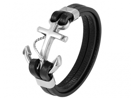 BC Jewelry Wholesale Leather Bracelet Stainless Steel Bracelet Jewelry NO.#SJ122B116