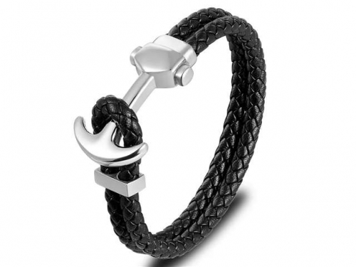 BC Jewelry Wholesale Leather Bracelet Stainless Steel Bracelet Jewelry NO.#SJ122B110