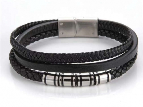 BC Jewelry Wholesale Leather Bracelet Stainless Steel Bracelet Jewelry NO.#SJ31B026