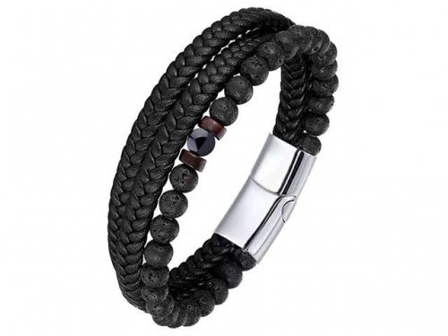 BC Jewelry Wholesale Leather Bracelet Stainless Steel Bracelet Jewelry NO.#SJ132B162