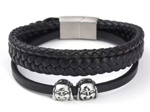 BC Jewelry Wholesale Leather Bracelet Stainless Steel Bracelet Jewelry NO.#SJ133B029