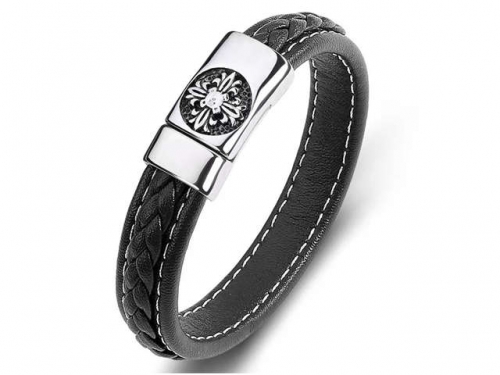BC Jewelry Wholesale Leather Bracelet Stainless Steel Bracelet Jewelry NO.#SJ35B798