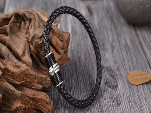 BC Jewelry Wholesale Leather Bracelet Stainless Steel Bracelet Jewelry NO.#SJ133B082