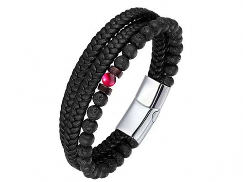 BC Jewelry Wholesale Leather Bracelet Stainless Steel Bracelet Jewelry NO.#SJ132B156