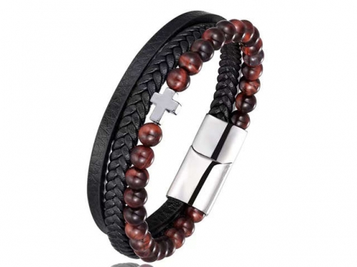 BC Jewelry Wholesale Leather Bracelet Stainless Steel Bracelet Jewelry NO.#SJ132B194