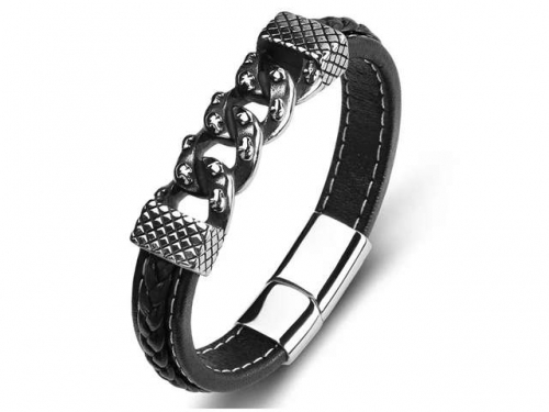 BC Jewelry Wholesale Leather Bracelet Stainless Steel Bracelet Jewelry NO.#SJ35B577