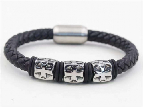 BC Jewelry Wholesale Leather Bracelet Stainless Steel Bracelet Jewelry NO.#SJ126B030