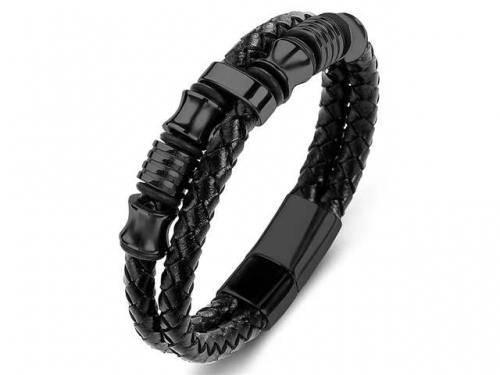 BC Jewelry Wholesale Leather Bracelet Stainless Steel Bracelet Jewelry NO.#SJ35B214