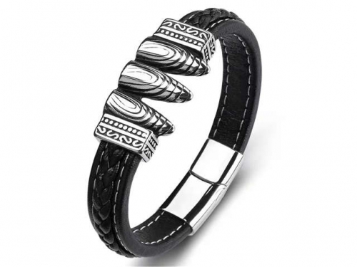 BC Jewelry Wholesale Leather Bracelet Stainless Steel Bracelet Jewelry NO.#SJ35B393