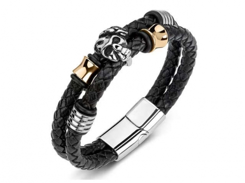 BC Jewelry Wholesale Leather Bracelet Stainless Steel Bracelet Jewelry NO.#SJ35B583