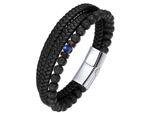 BC Jewelry Wholesale Leather Bracelet Stainless Steel Bracelet Jewelry NO.#SJ132B154