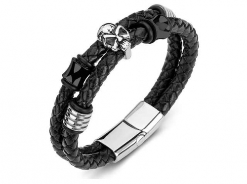 BC Jewelry Wholesale Leather Bracelet Stainless Steel Bracelet Jewelry NO.#SJ35B633