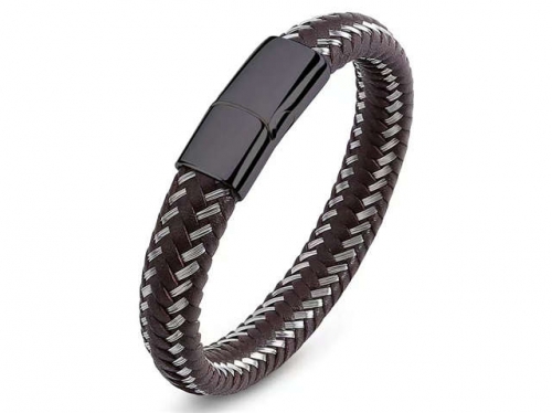 BC Jewelry Wholesale Leather Bracelet Stainless Steel Bracelet Jewelry NO.#SJ35B895