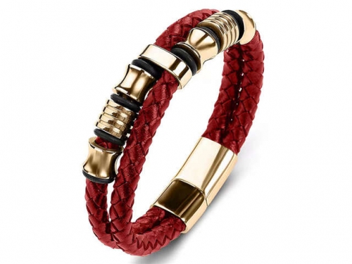 BC Jewelry Wholesale Leather Bracelet Stainless Steel Bracelet Jewelry NO.#SJ35B211