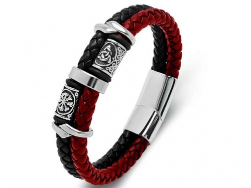 BC Jewelry Wholesale Leather Bracelet Stainless Steel Bracelet Jewelry NO.#SJ35B362