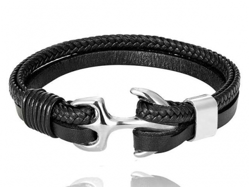 BC Jewelry Wholesale Leather Bracelet Stainless Steel Bracelet Jewelry NO.#SJ132B221