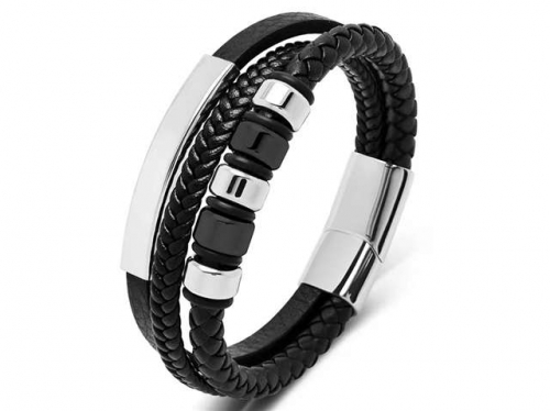 BC Jewelry Wholesale Leather Bracelet Stainless Steel Bracelet Jewelry NO.#SJ35B769