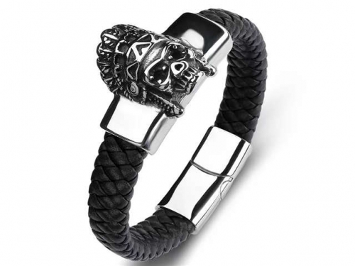 BC Jewelry Wholesale Leather Bracelet Stainless Steel Bracelet Jewelry NO.#SJ35B442