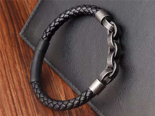 BC Jewelry Wholesale Leather Bracelet Stainless Steel Bracelet Jewelry NO.#SJ130B062