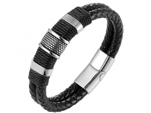 BC Jewelry Wholesale Leather Bracelet Stainless Steel Bracelet Jewelry NO.#SJ132B211