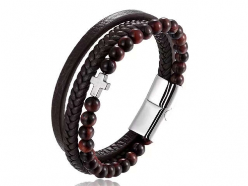 BC Jewelry Wholesale Leather Bracelet Stainless Steel Bracelet Jewelry NO.#SJ132B197