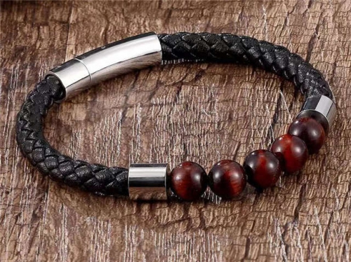 BC Jewelry Wholesale Leather Bracelet Stainless Steel Bracelet Jewelry NO.#SJ133B032