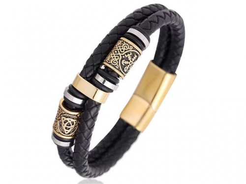 BC Jewelry Wholesale Leather Bracelet Stainless Steel Bracelet Jewelry NO.#SJ31B019