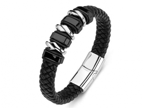 BC Jewelry Wholesale Leather Bracelet Stainless Steel Bracelet Jewelry NO.#SJ35B419